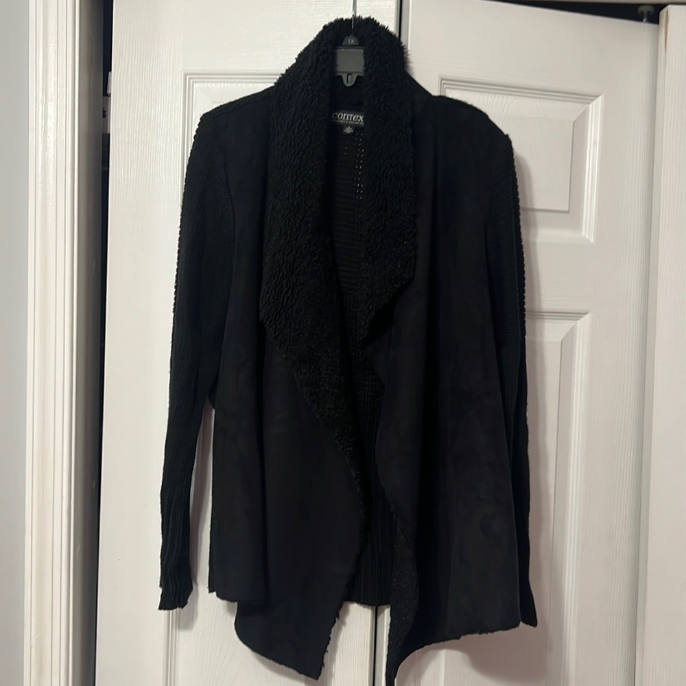 Conext Black Sherpa Lined Cardigan Jacket
